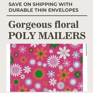 20 POLY MAILERS NEW PINK FLOWERS FLORAL OFFICE BUSINESS SIZE 10x13